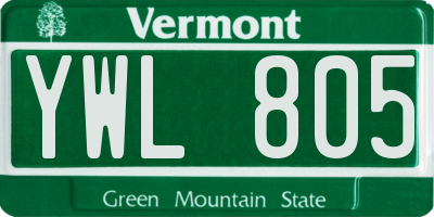 VT license plate YWL805