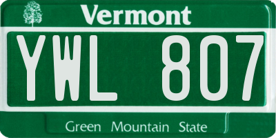 VT license plate YWL807