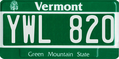 VT license plate YWL820