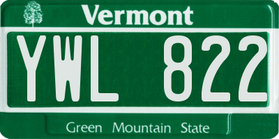 VT license plate YWL822