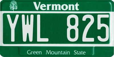 VT license plate YWL825