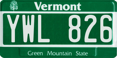 VT license plate YWL826