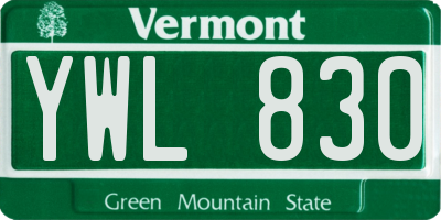VT license plate YWL830