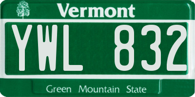 VT license plate YWL832