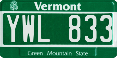 VT license plate YWL833