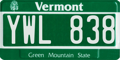 VT license plate YWL838