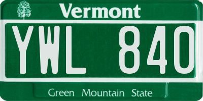VT license plate YWL840