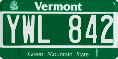 VT license plate YWL842