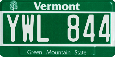 VT license plate YWL844