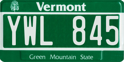 VT license plate YWL845