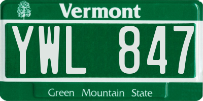 VT license plate YWL847