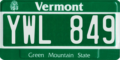 VT license plate YWL849