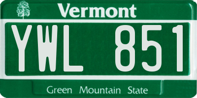 VT license plate YWL851