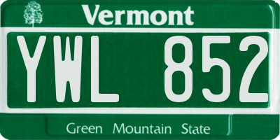 VT license plate YWL852