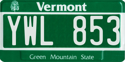 VT license plate YWL853