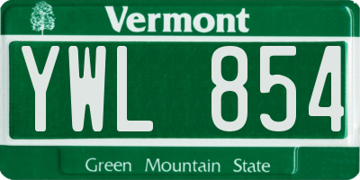 VT license plate YWL854