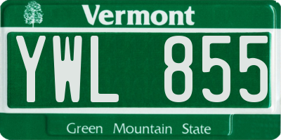 VT license plate YWL855