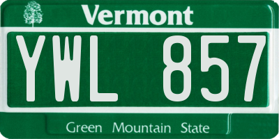 VT license plate YWL857