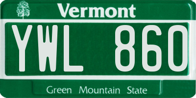 VT license plate YWL860