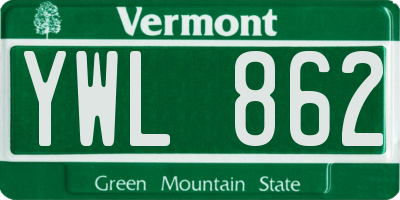 VT license plate YWL862