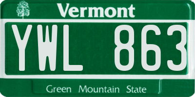 VT license plate YWL863