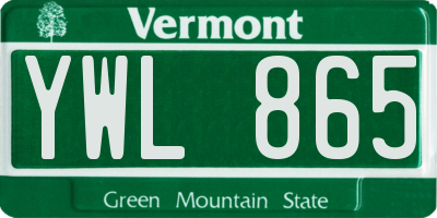 VT license plate YWL865