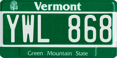 VT license plate YWL868