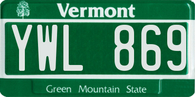 VT license plate YWL869