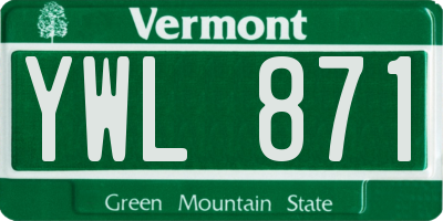 VT license plate YWL871