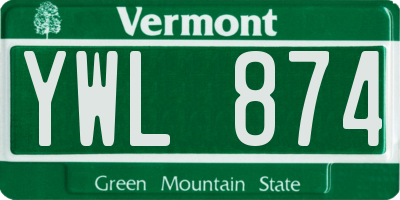 VT license plate YWL874
