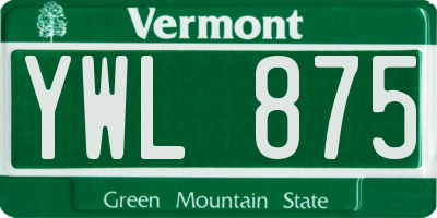 VT license plate YWL875