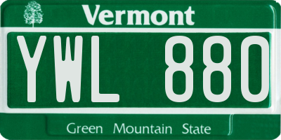 VT license plate YWL880