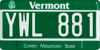 VT license plate YWL881