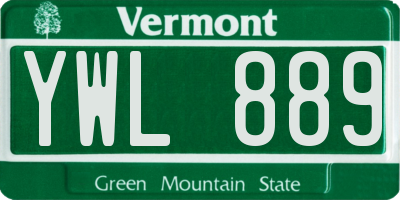 VT license plate YWL889