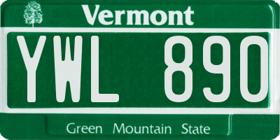 VT license plate YWL890