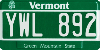 VT license plate YWL892