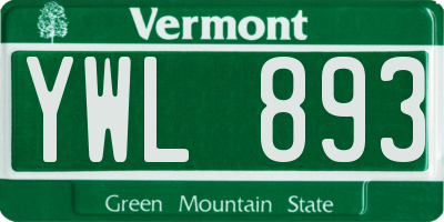 VT license plate YWL893