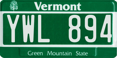 VT license plate YWL894