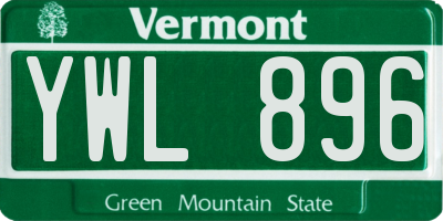 VT license plate YWL896