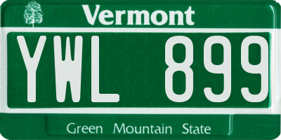 VT license plate YWL899