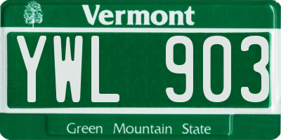 VT license plate YWL903