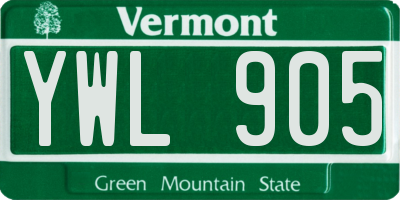VT license plate YWL905