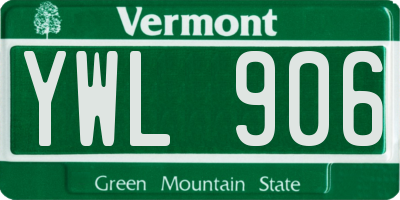 VT license plate YWL906