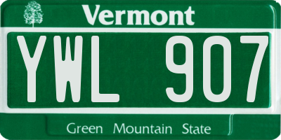 VT license plate YWL907