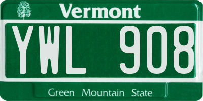 VT license plate YWL908