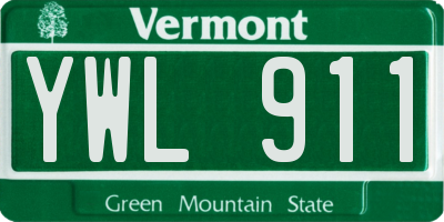 VT license plate YWL911