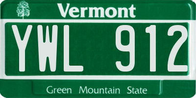 VT license plate YWL912
