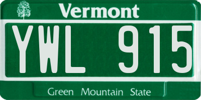 VT license plate YWL915