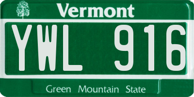 VT license plate YWL916