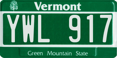 VT license plate YWL917